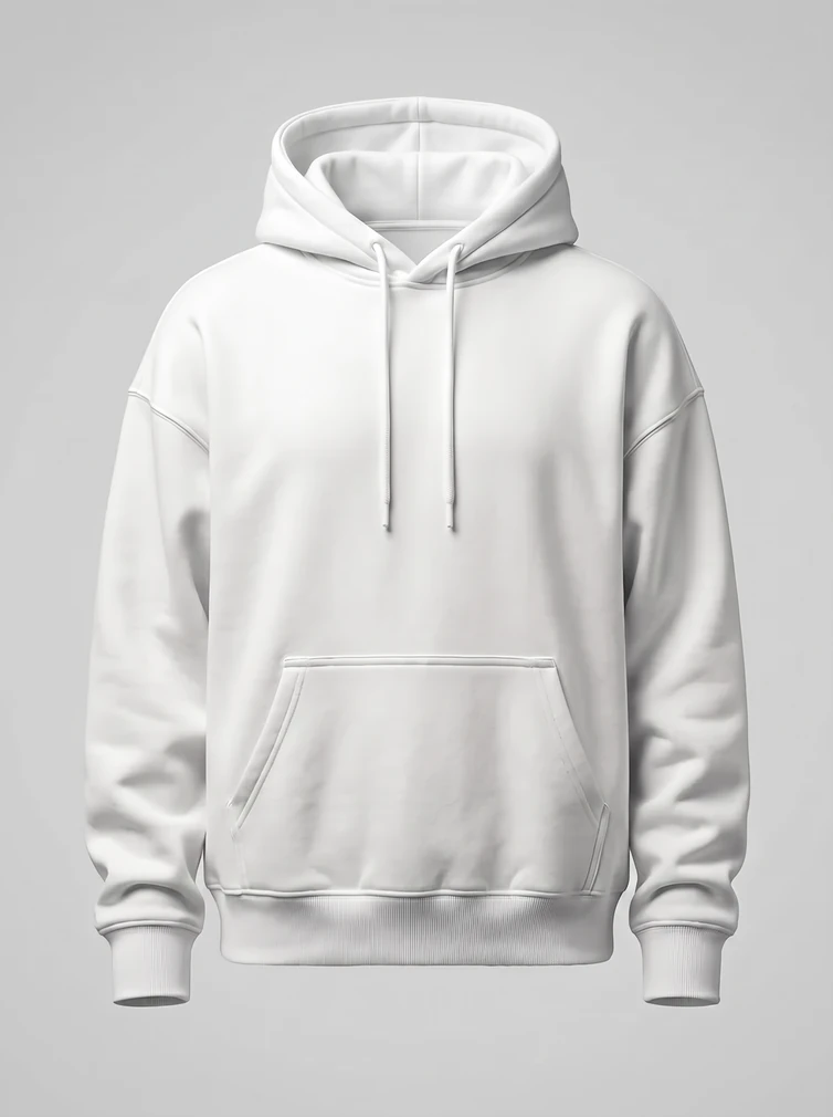 Mikina oversize s kapucňou, ťažká (unisex) Build Your Brand BB 006, biela, pripravená na potlač